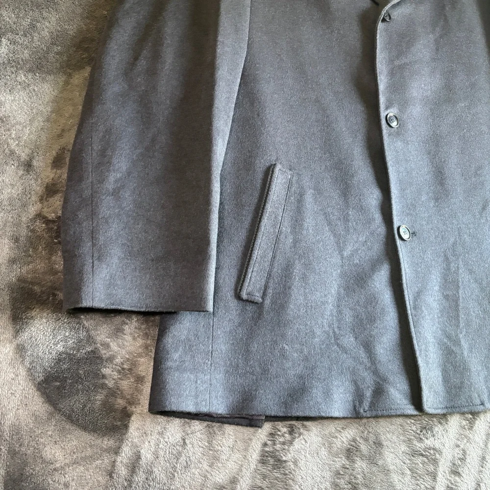 Ermenegildo Zegna Mens Wool Silk Car Coat Luxury Minimalist Fits XL Navy/Gray